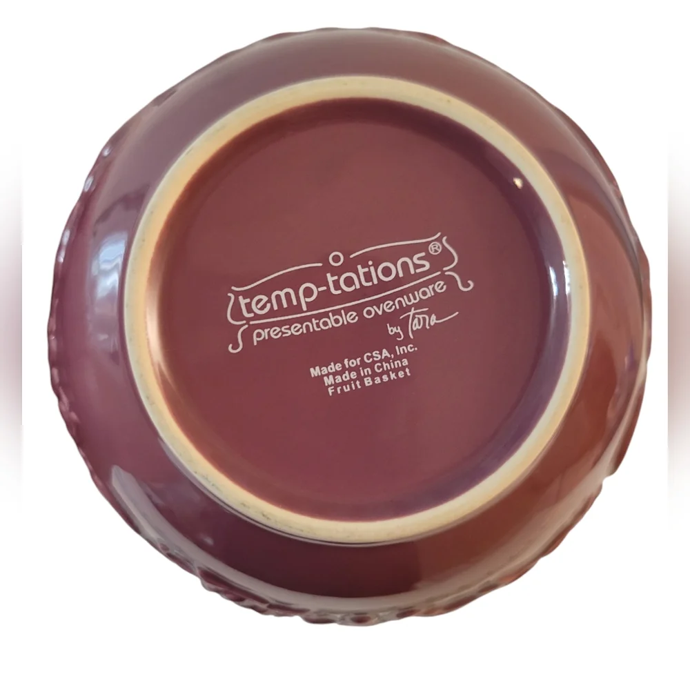 Temptations by Tara Fruit Basket Pattern Bowl Plum